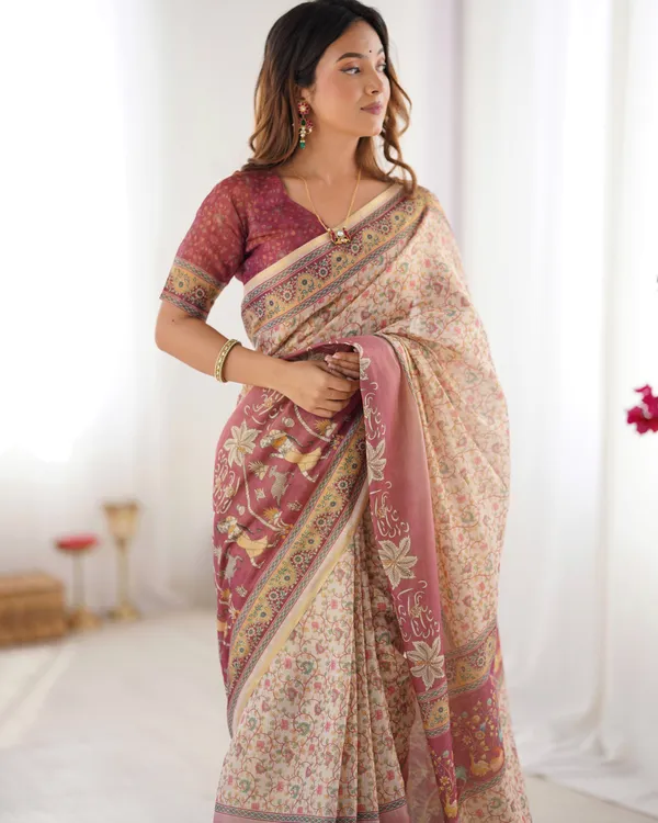 Beige_&_Mauve_Handloom_Cotton_Saree_with_Floral_Jaal,_Peacock_Motifs_&_Storytelling_Pallu