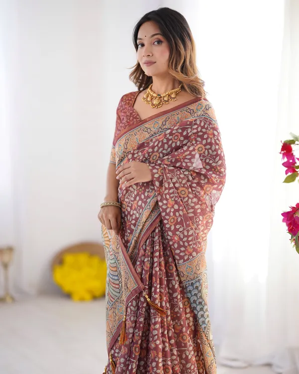 Maroon_Pure_Linen_Cotton_Handloom_Saree_with_Floral_Buti_Print_and_Madhubani_Fish_Art_Pallu