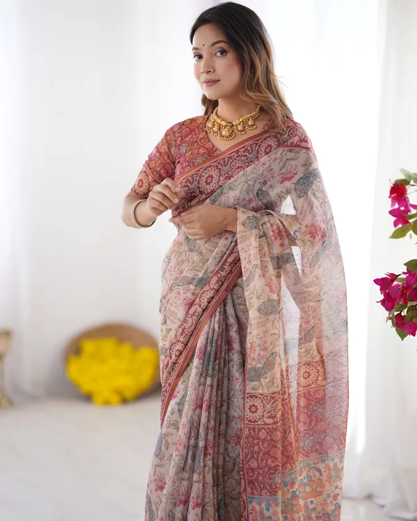 Blush_Cream_Handloom_Linen_Cotton_Saree_with_Artistic_Bird_Motif_Pallu