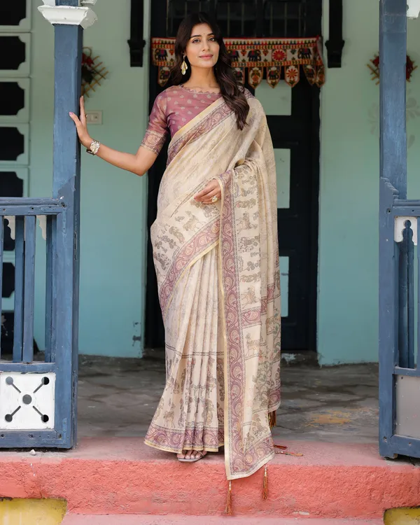 Beige_Mauve_Handloom_Cotton_Saree_with_Subtle_Ramayan_Print_and_Heritage_Motif_Pallu