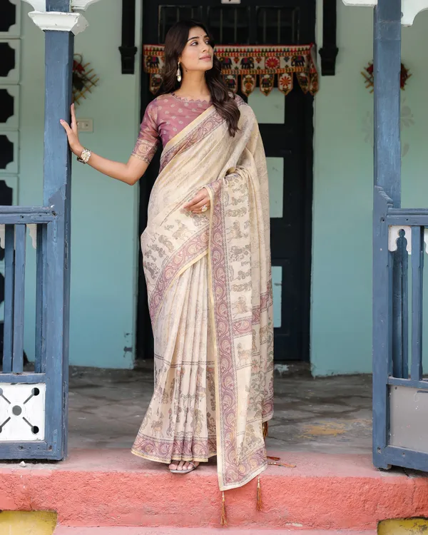 Beige_Mauve_Handloom_Cotton_Saree_with_Subtle_Ramayan_Print_and_Heritage_Motif_Pallu