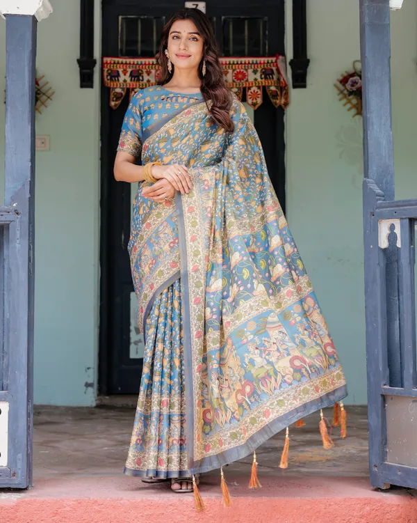 Divine_Blue_Handloom_Cotton_Saree_with_Shankh_&_Krishna_Pallu_Motifs_–_Temple_Border_&_Tassels