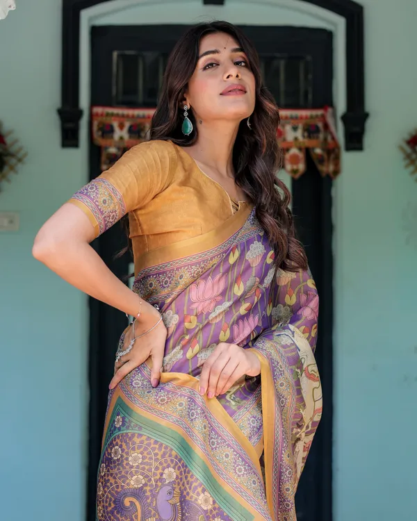 Royal_Violet_Handloom_Cotton_Saree_with_Cow_Motifs_&_Temple_Pallu_Art