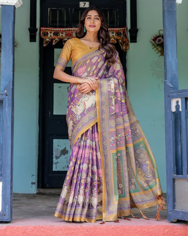 Royal_Violet_Handloom_Cotton_Saree_with_Cow_Motifs_&_Temple_Pallu_Art