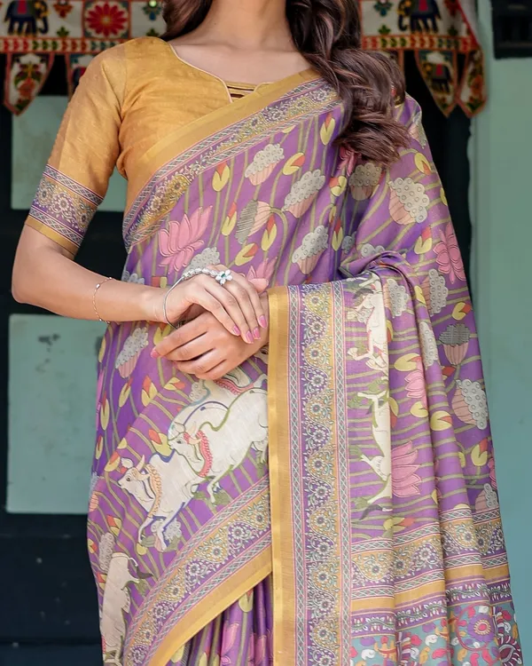 Royal_Violet_Handloom_Cotton_Saree_with_Cow_Motifs_&_Temple_Pallu_Art