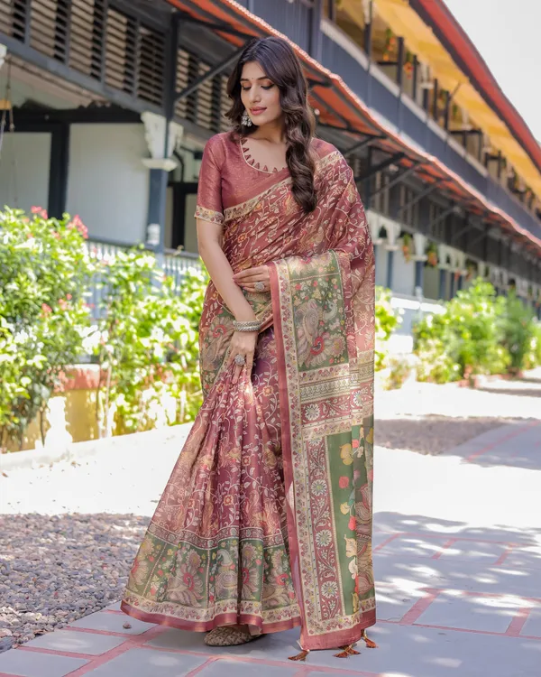 Maroon_Handloom_Cotton_Saree_with_Intricate_Peacock_&_Floral_Art_–_Contrast_Green_Pallu
