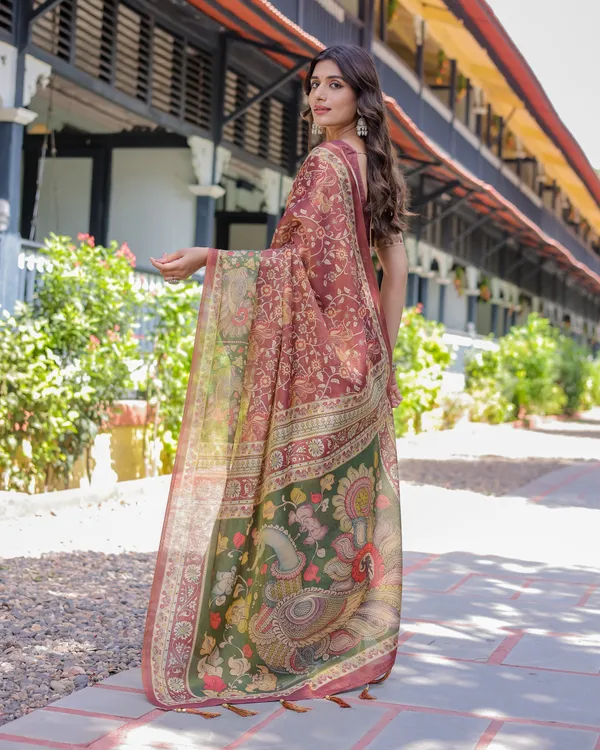 Maroon_Handloom_Cotton_Saree_with_Intricate_Peacock_&_Floral_Art_–_Contrast_Green_Pallu