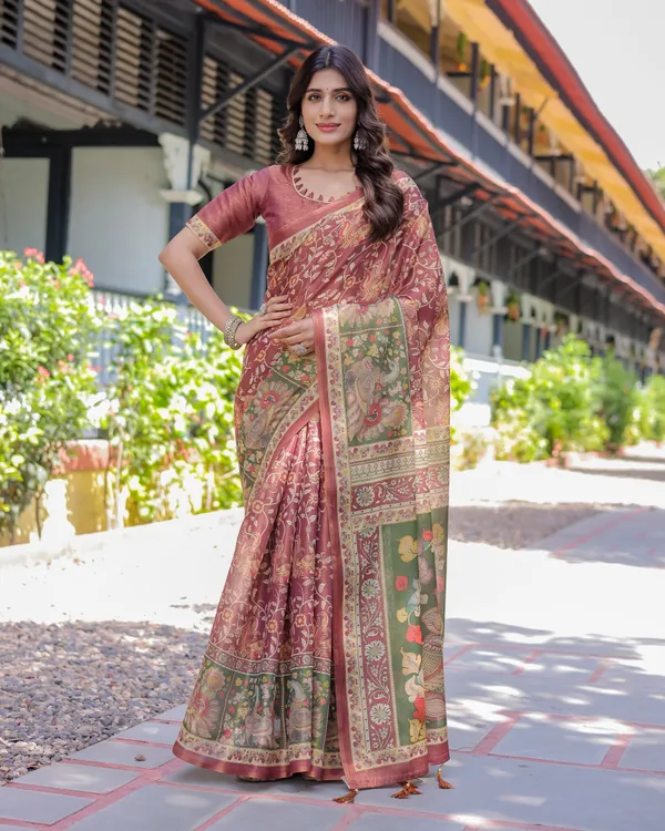 Maroon_Handloom_Cotton_Saree_with_Intricate_Peacock_&_Floral_Art_–_Contrast_Green_Pallu