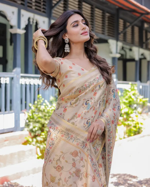 Ivory_Cream_Handloom_Cotton_Saree_with_Peacock_&_Floral_Digital_Print
