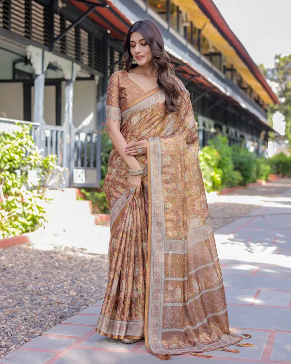 Royal_Brown_Procession_Print_Handloom_Cotton_Saree_with_Illustrated_Pallu_&_Blouse
