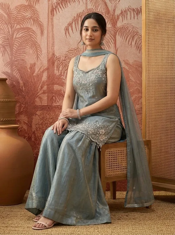 Women_Floral_Embroidered_Regular_Thread_Work_Kurta_With_Sharara_With_Dupatta