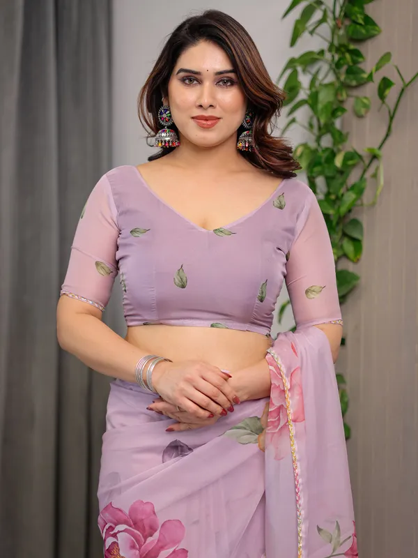 Dusty_Rose_Pink_Floral_Printed_Organza_Saree_with_Watercolour_Rose_Motifs_|_Designer_Lightweight_Sheer_Organza_Saree_with_Attached_Blouse_|_Elegant_Festive_&_Party_Wear_Saree