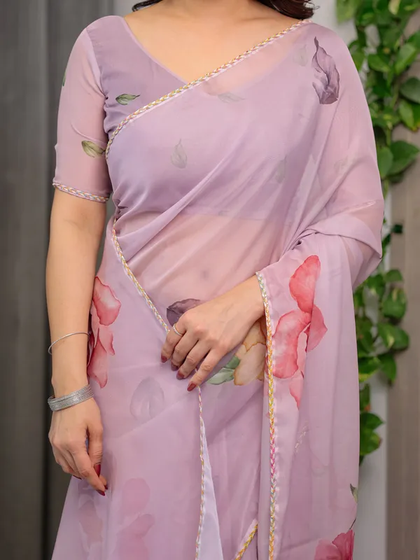 Dusty_Rose_Pink_Floral_Printed_Organza_Saree_with_Watercolour_Rose_Motifs_|_Designer_Lightweight_Sheer_Organza_Saree_with_Attached_Blouse_|_Elegant_Festive_&_Party_Wear_Saree