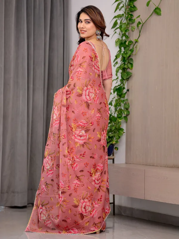Dusty_Rose_Floral_Printed_Organza_Saree_|_Designer_Soft_Sheer_Organza_Saree_with_Large_Blossom_Prints_&_Matching_Blouse_Piece_|_Elegant_Party_&_Festive_Wear_Saree