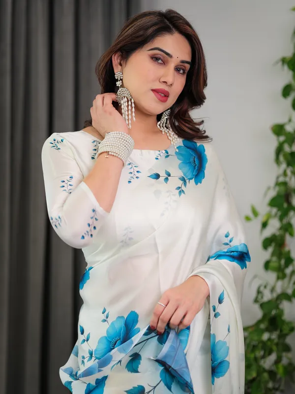 White_&_Blue_Floral_Satin_Georgette_Saree_with_Watercolour_Bloom_Print_and_Designer_Back-Tie_Blouse