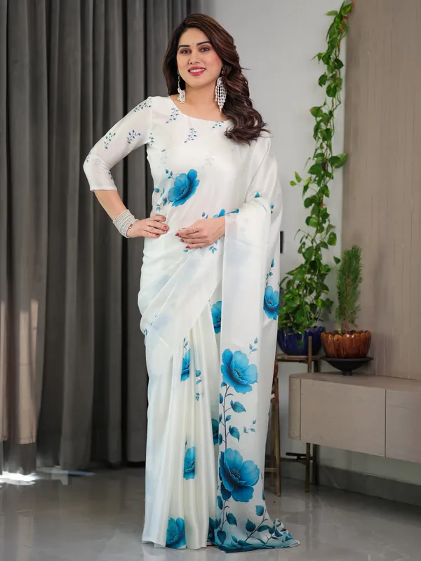 White_&_Blue_Floral_Satin_Georgette_Saree_with_Watercolour_Bloom_Print_and_Designer_Back-Tie_Blouse