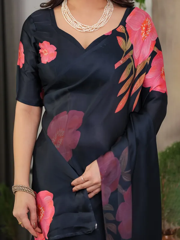 Midnight_Navy_Blue_Satin_Georgette_Floral_Printed_Saree_with_Attached_Blouse_–_Elegant_Rose_Bloom_Designer_Drape