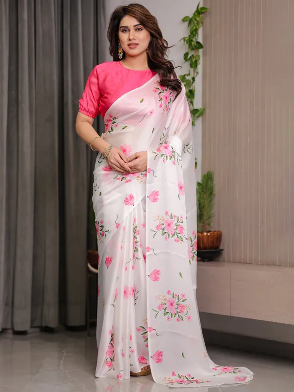 Ivory_White_Satin_Georgette_Floral_Printed_Saree_with_Pink_Blouse_–_Soft_Blossom_Designer_Drape