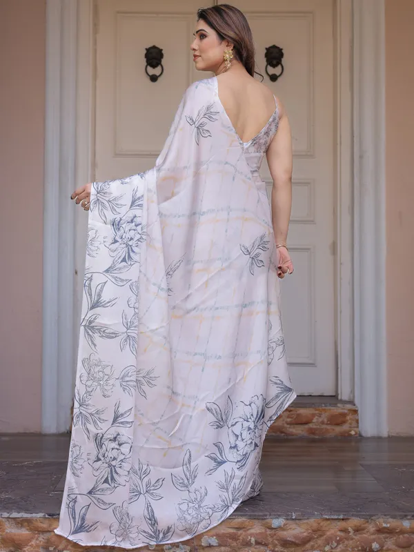 Ivory_White_Satin_Georgette_Botanical_Printed_Saree_with_Soft_Grey_Blouse_&_Artistic_Floral_Pallu_|_Elegant_Minimal_Party_Wear_Saree