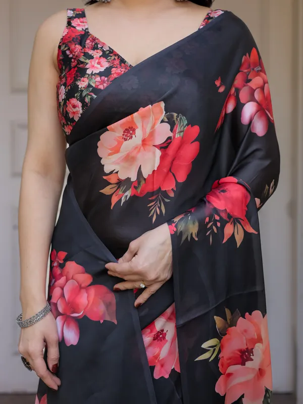 Black_Red_Floral_Printed_Satin_Georgette_Saree_with_Designer_Blouse_–_Party_&_Evening_Wear