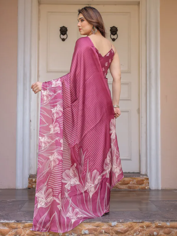 Rose_Pink_Linear_Floral_Printed_Satin_Georgette_Saree_with_Matching_Blouse_–_Graceful_Day_&_Festive_Wear