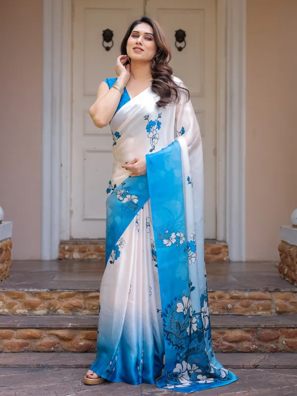 Powder_Blue_&_Ivory_Floral_Printed_Satin_Georgette_Saree_with_Matching_Blouse_–_Elegant_Party_&_Day_Occasion_Wear