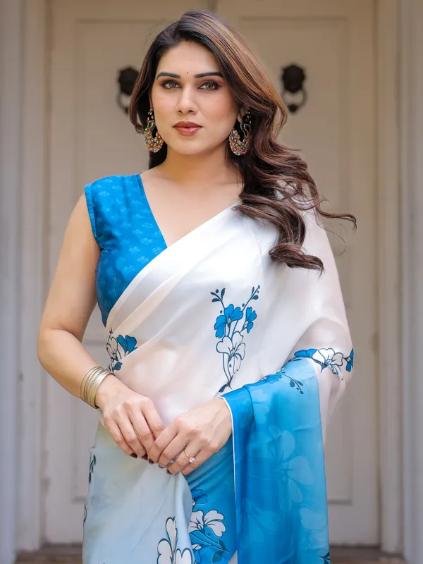 Powder_Blue_&_Ivory_Floral_Printed_Satin_Georgette_Saree_with_Matching_Blouse_–_Elegant_Party_&_Day_Occasion_Wear