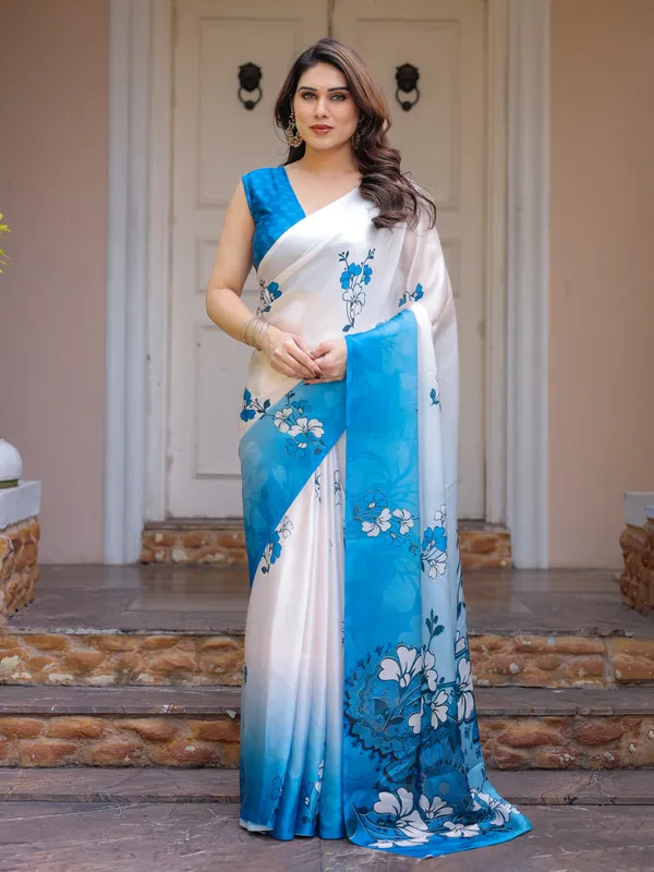 Powder_Blue_&_Ivory_Floral_Printed_Satin_Georgette_Saree_with_Matching_Blouse_–_Elegant_Party_&_Day_Occasion_Wear