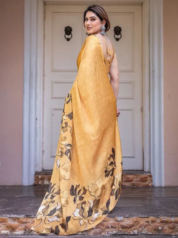Mustard_Gold_Floral_Printed_Satin_Georgette_Saree_with_Matching_Blouse_–_Elegant_Festive_&_Party_Wear
