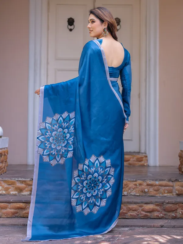 Teal_Blue_Mandala_Printed_Satin_Georgette_Saree_with_Matching_Blouse_–_Contemporary_Party_&_Festive_Wear