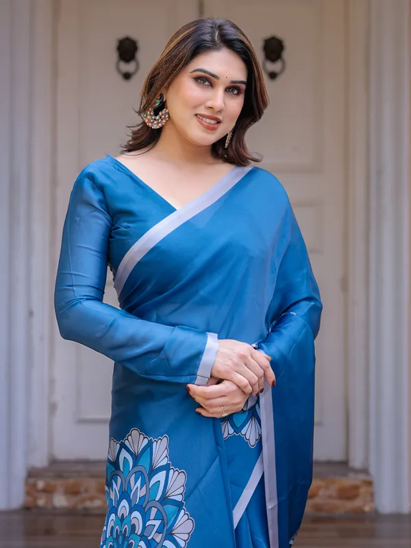 Teal_Blue_Mandala_Printed_Satin_Georgette_Saree_with_Matching_Blouse_–_Contemporary_Party_&_Festive_Wear