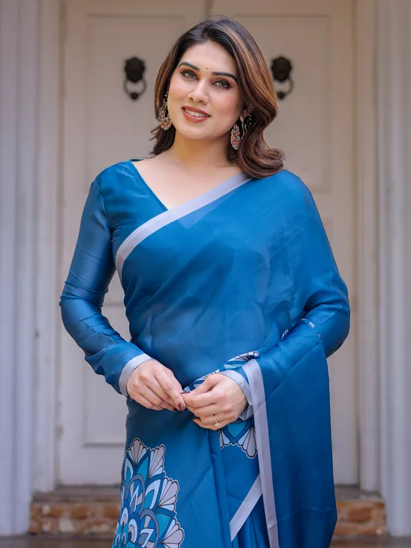 Teal_Blue_Mandala_Printed_Satin_Georgette_Saree_with_Matching_Blouse_–_Contemporary_Party_&_Festive_Wear