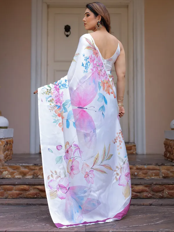 White_Pastel_Floral_Printed_Satin_Georgette_Saree_with_Matching_Blouse_–_Soft_Elegant_Party_&_Day_Wear