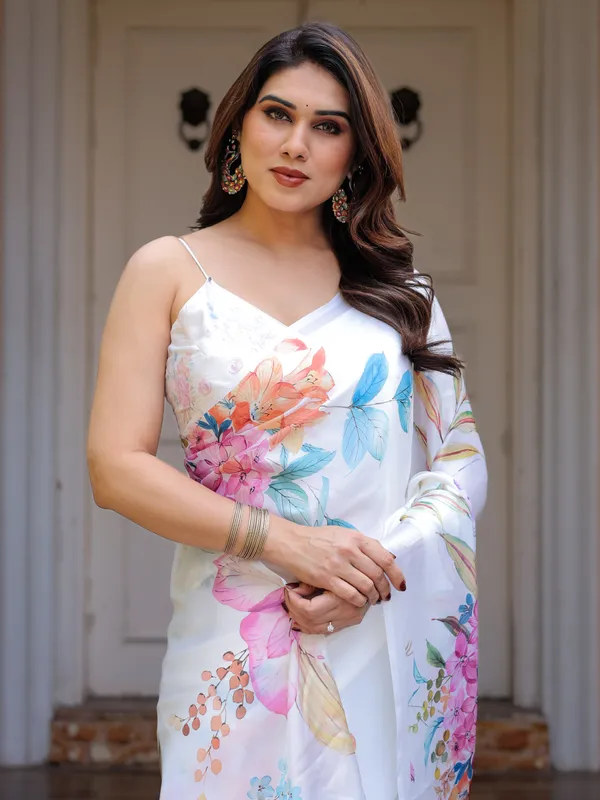White_Pastel_Floral_Printed_Satin_Georgette_Saree_with_Matching_Blouse_–_Soft_Elegant_Party_&_Day_Wear