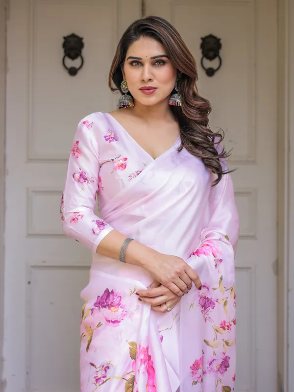 Baby_Pink_Floral_Printed_Satin_Georgette_Saree_with_Matching_Blouse_–_Soft_Romantic_Party_&_Day_Wear