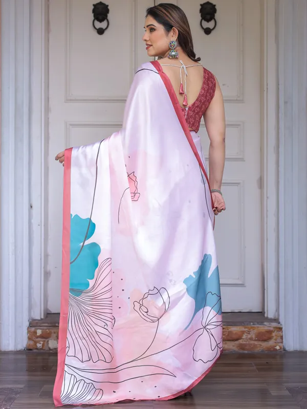 Pastel_Pink_Abstract_Floral_Printed_Satin_Georgette_Saree_with_Contrast_Coral_Border_&_Matching_Blouse_–_Modern_Elegant_Wear