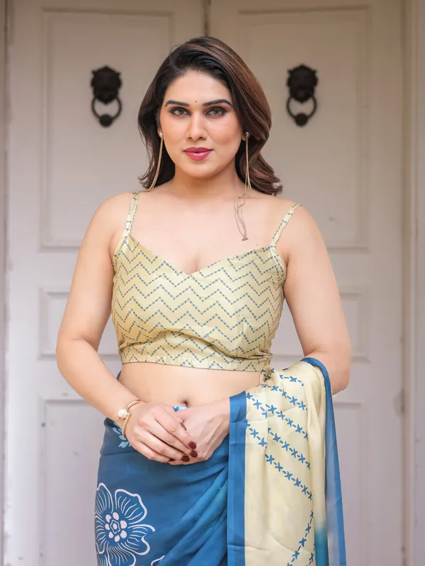 Steel_Blue_Ombre_Floral_Satin_Georgette_Saree_with_Contrast_Pallu_&_Unstitched_Blouse_–_Modern_Festive_&_Party_Wear