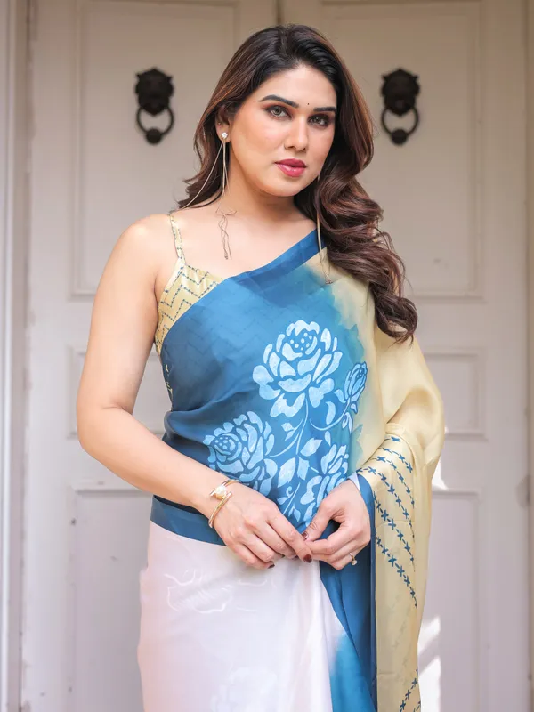 Steel_Blue_Ombre_Floral_Satin_Georgette_Saree_with_Contrast_Pallu_&_Unstitched_Blouse_–_Modern_Festive_&_Party_Wear