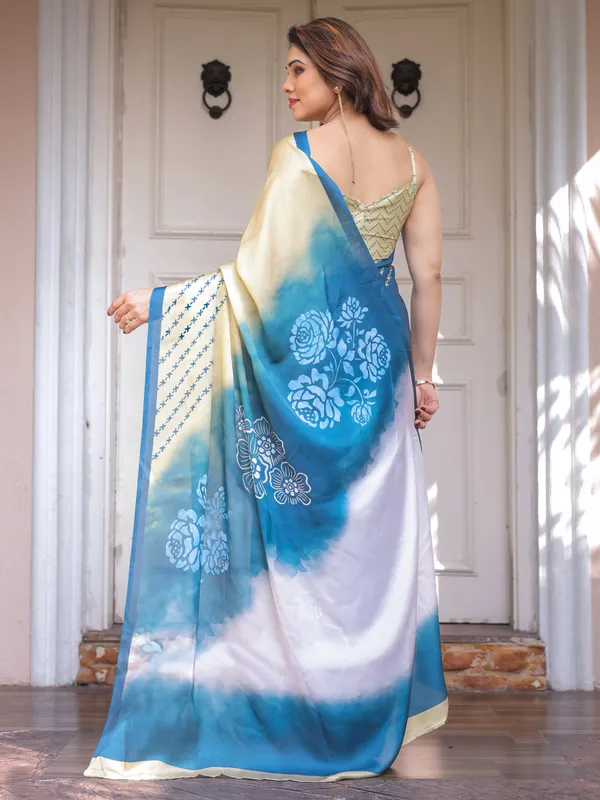 Steel_Blue_Ombre_Floral_Satin_Georgette_Saree_with_Contrast_Pallu_&_Unstitched_Blouse_–_Modern_Festive_&_Party_Wear