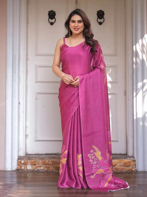 Rani_Pink_Floral_Artistic_Satin_Georgette_Saree_with_Contrast_Placement_Print_&_Unstitched_Blouse_–_Festive_&_Party_Wear
