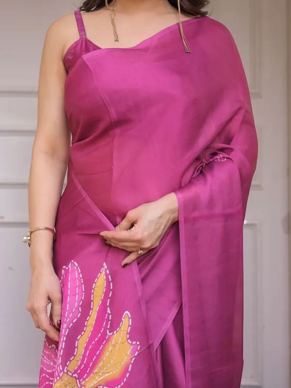 Rani_Pink_Floral_Artistic_Satin_Georgette_Saree_with_Contrast_Placement_Print_&_Unstitched_Blouse_–_Festive_&_Party_Wear