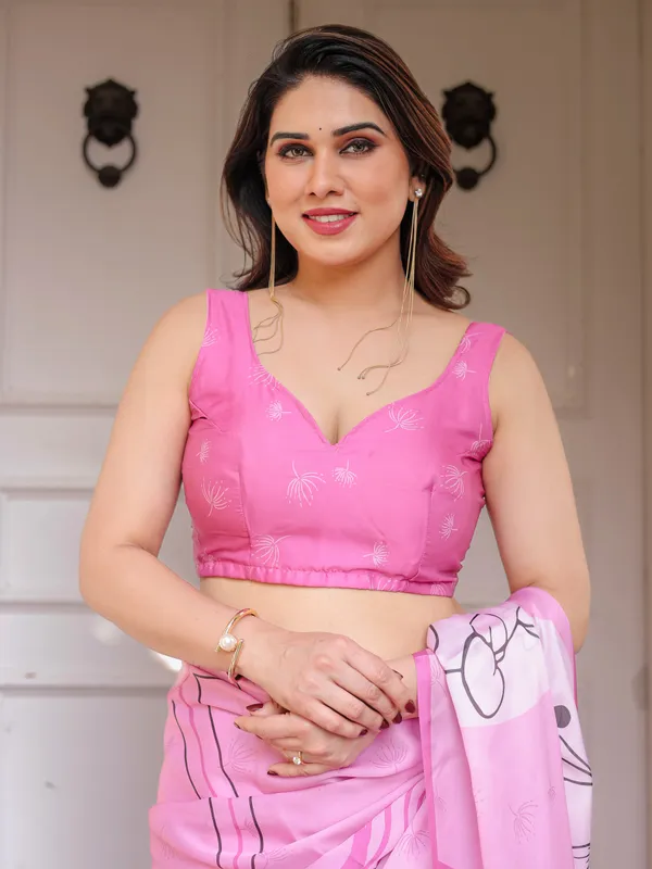 Blush_Pink_Abstract_Printed_Satin_Georgette_Saree_with_Designer_Pallu_&_Unstitched_Blouse_–_Elegant_Day_&_Party_Wear