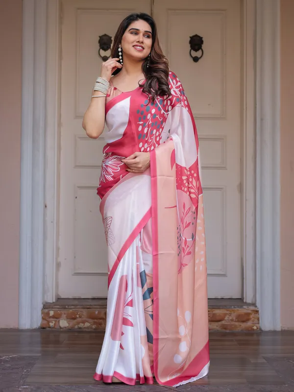 Peach_Pink_Botanical_Printed_Satin_Georgette_Saree_with_Matching_Blouse_–_Soft_Elegant_Party_&_Day_Festive_Wear