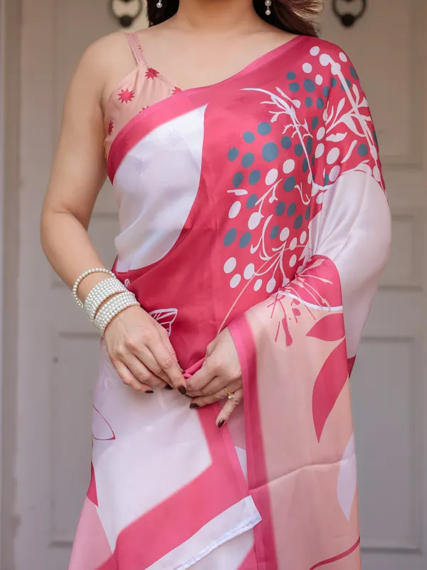 Peach_Pink_Botanical_Printed_Satin_Georgette_Saree_with_Matching_Blouse_–_Soft_Elegant_Party_&_Day_Festive_Wear