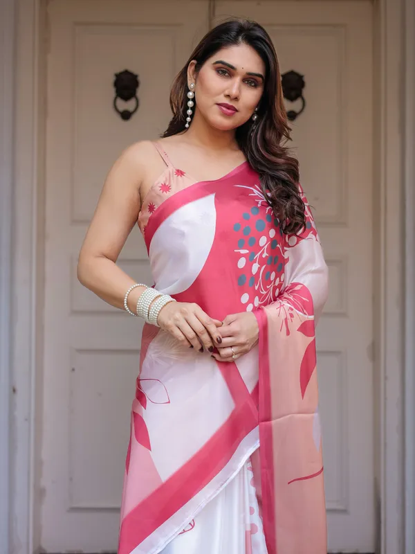 Peach_Pink_Botanical_Printed_Satin_Georgette_Saree_with_Matching_Blouse_–_Soft_Elegant_Party_&_Day_Festive_Wear