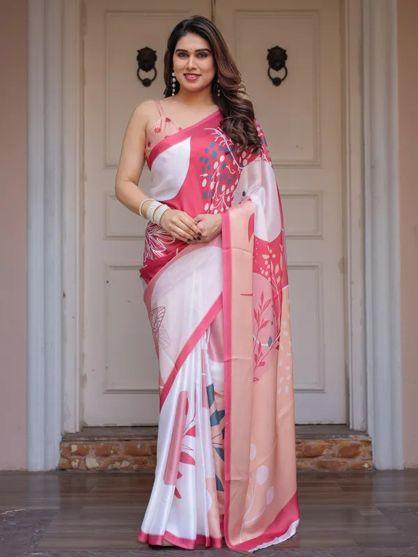 Peach_Pink_Botanical_Printed_Satin_Georgette_Saree_with_Matching_Blouse_–_Soft_Elegant_Party_&_Day_Festive_Wear