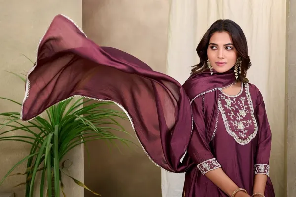 Burgundy_Silk_Embroidered_Peplum_Kurti_Sharara_Set_For_Women