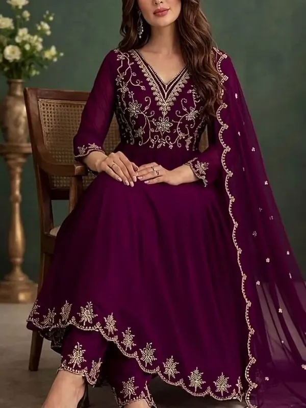 Women_Ethnic_Motifs_Embroidered_Regular_Sequinned_Kurta_With_Trousers_And_Dupatta