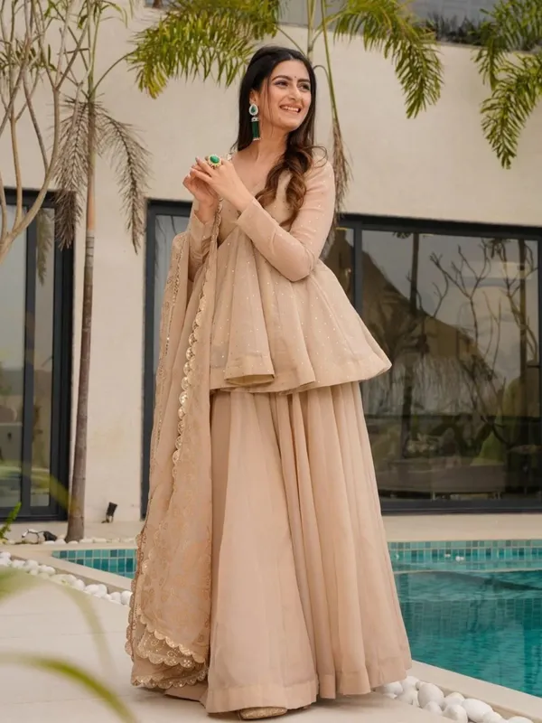 Beige_Silk_A-Line_Embroidered_Sequinned_Kurti_Sharara_Set_For_Women