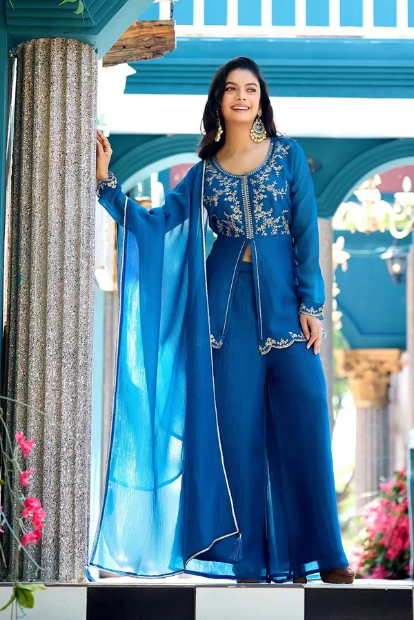Women_Ethnic_Motifs_Embroidered_Empire_Sequinned_Pure_Silk_Kurta_with_Palazzos_&_With_Dupatta